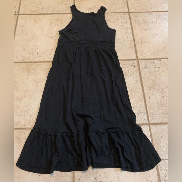 💜 Old Navy Black V-Neck Ruffle Maxi Dress Smocked Waist S - Picture 2 of 6
